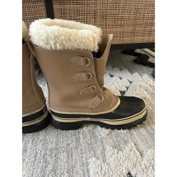 Sorel Men's Caribou Boots Size 10 Made In Canada Kaufman Wool Liners Winter
