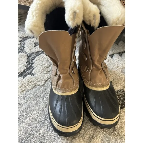 Sorel Men's Caribou Boots Size 10 Made In Canada Kaufman Wool Liners Winter