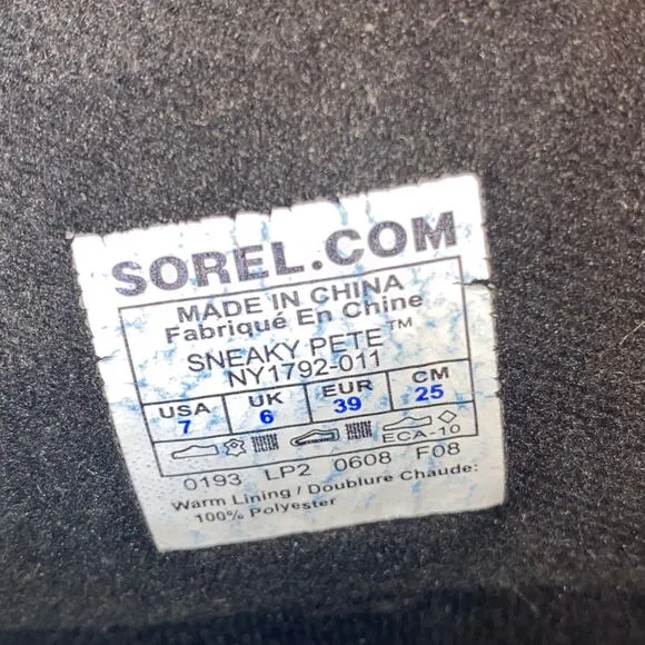 Sorel Mens Sneaky Pete Winter Boots Black Leather Lace Up Waterproof 7
