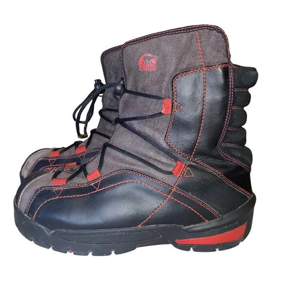 Sorel Mens Sneaky Pete Winter Boots Black Leather Lace Up Waterproof 7