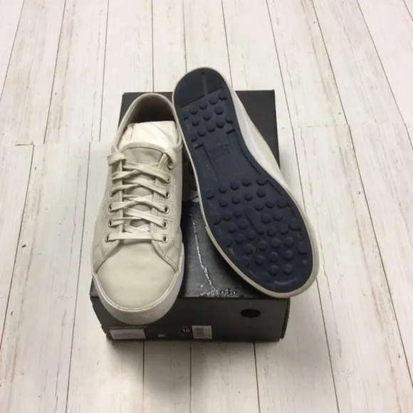 SOREL Men’s White Casual Low Top Leather Caribou Sneaker,