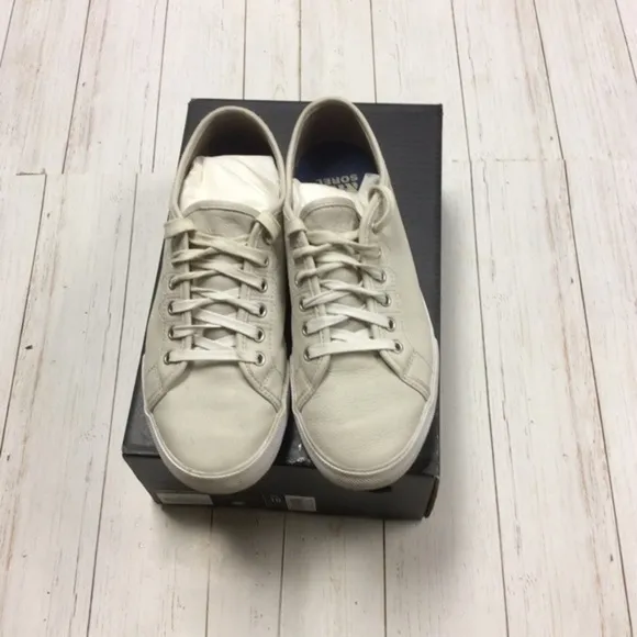 SOREL Men’s White Casual Low Top Leather Caribou Sneaker,