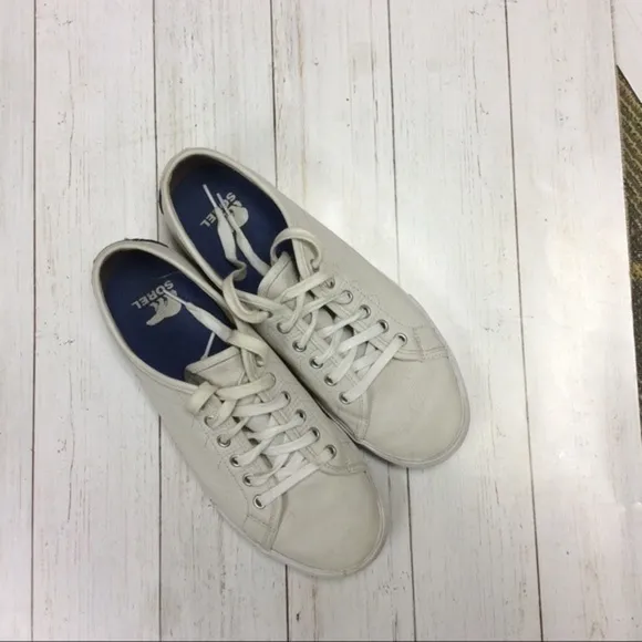 SOREL Men’s White Casual Low Top Leather Caribou Sneaker,