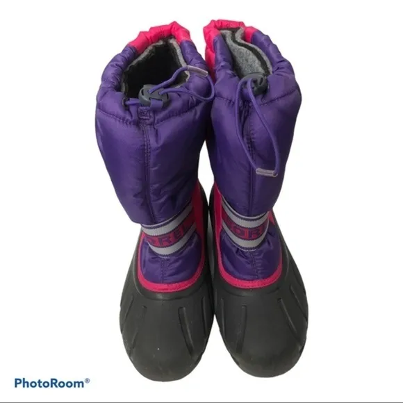 Sorel pink purple winter boots with felt inserts