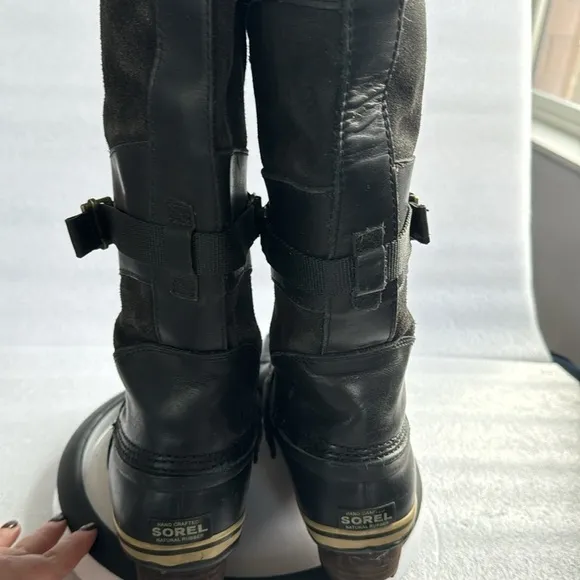 Sorel Rubber Tall Winter Boots 10 Women’s Leather Suede Black NL 2033 Winter