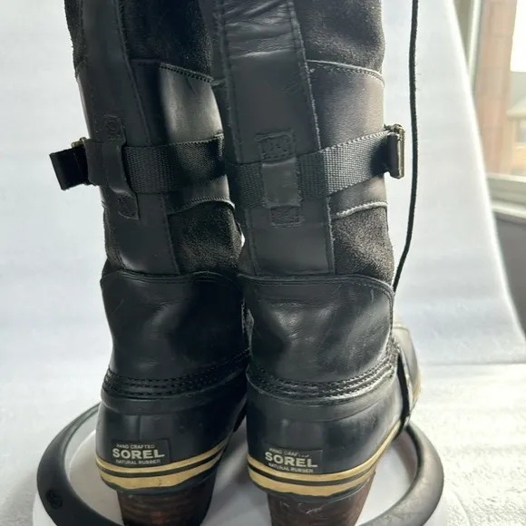 Sorel Rubber Tall Winter Boots 10 Women’s Leather Suede Black NL 2033 Winter