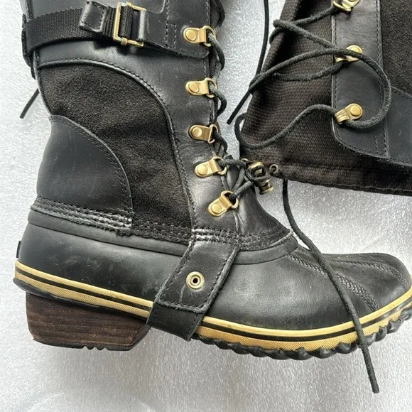 Sorel Rubber Tall Winter Boots 10 Women’s Leather Suede Black NL 2033 Winter
