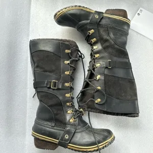 Sorel Rubber Tall Winter Boots 10 Women’s Leather Suede Black NL 2033 Winter