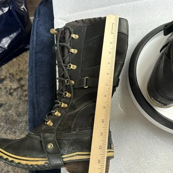 Sorel Rubber Tall Winter Boots 10 Women’s Leather Suede Black NL 2033 Winter