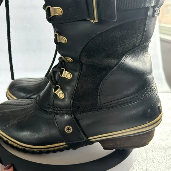Sorel Rubber Tall Winter Boots 10 Women’s Leather Suede Black NL 2033 Winter