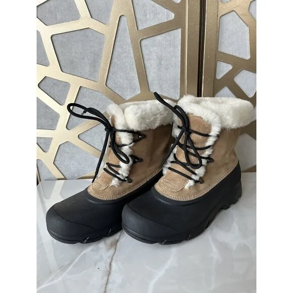 Sorel Tan Snow Angel Lace Winter Boots Thinsulate Insulation Wmn Size 9 Leather