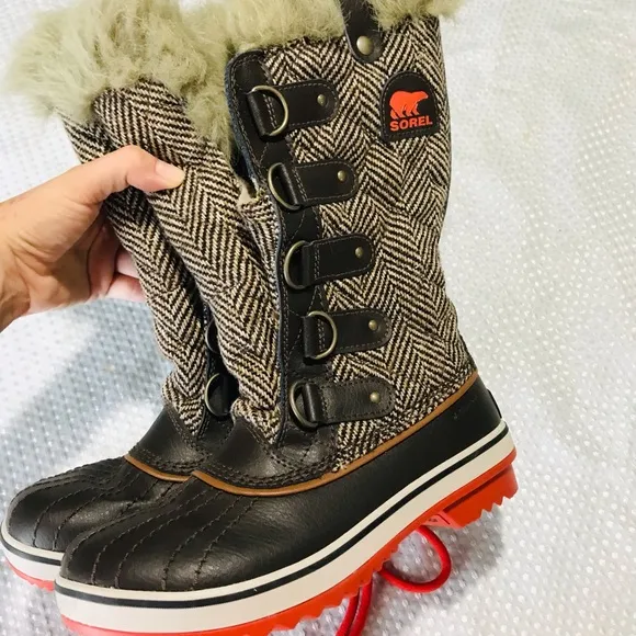 Sorel Tofino Tall Herringbone Fur Winter Boots Women