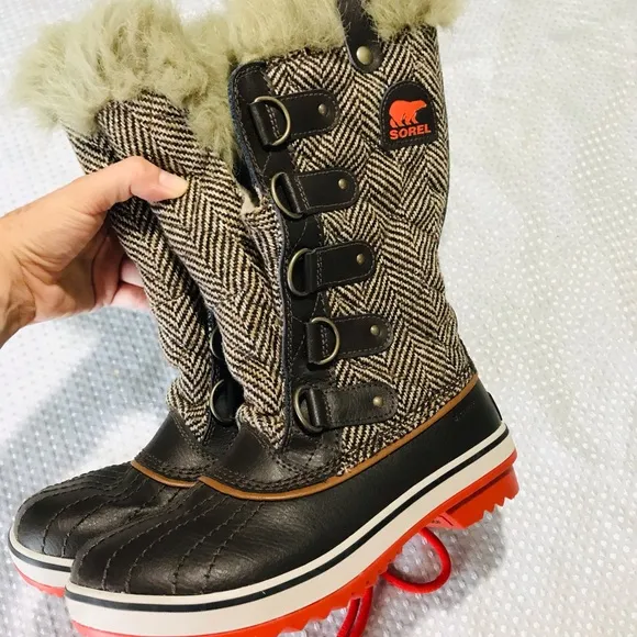 Sorel Tofino Tall Herringbone Fur Winter Boots Women