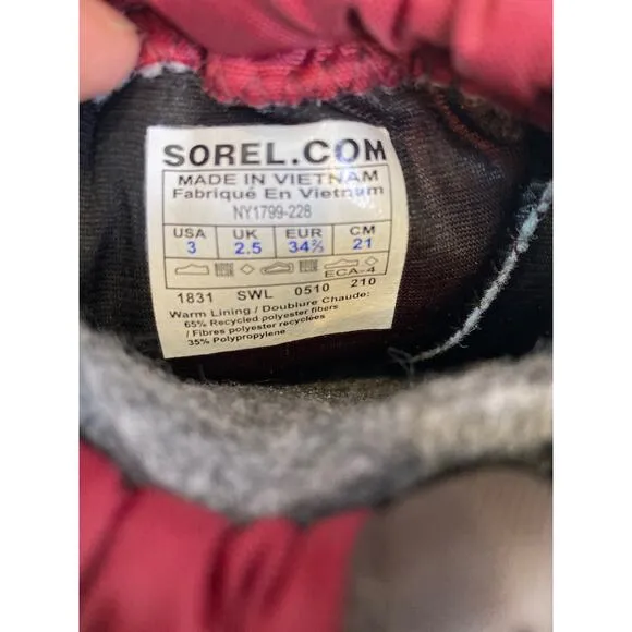Sorel Warm Winter Boots EUC Sz 3 Boys Youth Waterproof