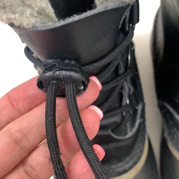 Sorel Waterproof Winter Black/Tan Lace-up Rubber Faux Fur Boots