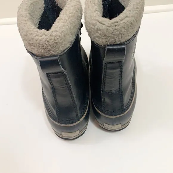Sorel Waterproof Winter Black/Tan Lace-up Rubber Faux Fur Boots