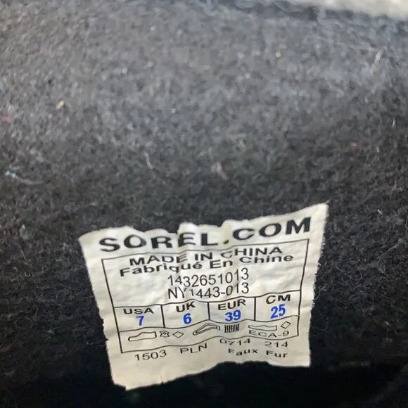 Sorel Waterproof Winter Black/Tan Lace-up Rubber Faux Fur Boots