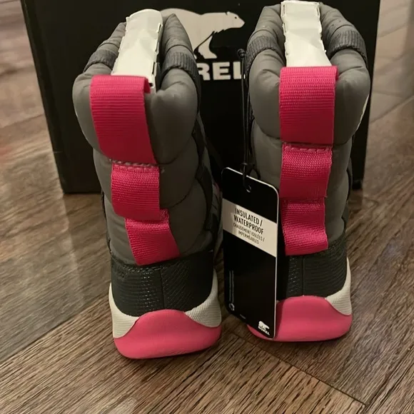 Sorel Whitney ll Puffy Mid Winter Boots toddler girls pink/ gray NWT size 8