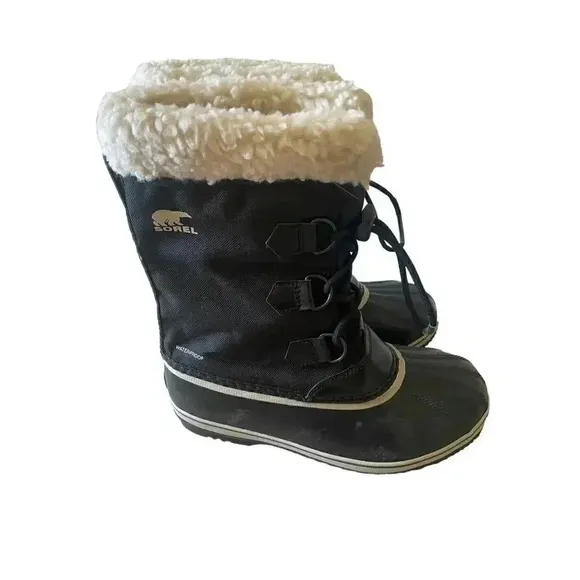 Sorel Winter Carnival Boots Women's Black White Fleece Waterproof Size 6