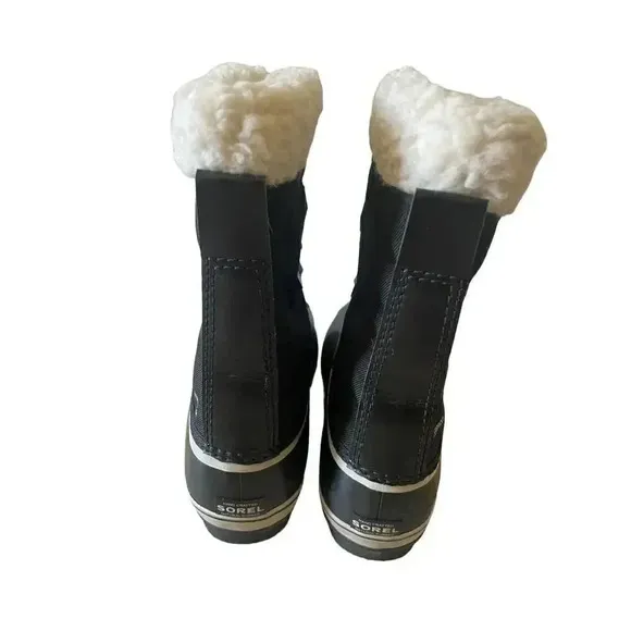 Sorel Winter Carnival Boots Women's Black White Fleece Waterproof Size 6