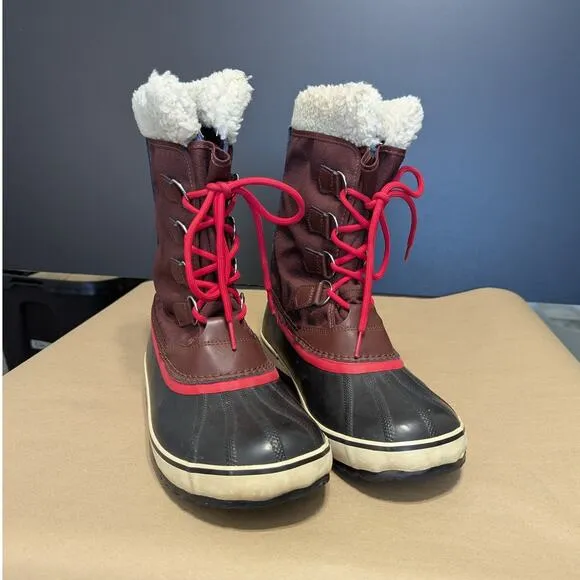 Sorel Winter Carnival Snow Boots Waterproof Maroon Red Burgundy Womens 10 Ski