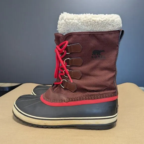 Sorel Winter Carnival Snow Boots Waterproof Maroon Red Burgundy Womens 10 Ski