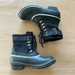 Sorel Winter Fancy Lace II Womens NL2125-010 Black Waterproof Boots Nonslip
