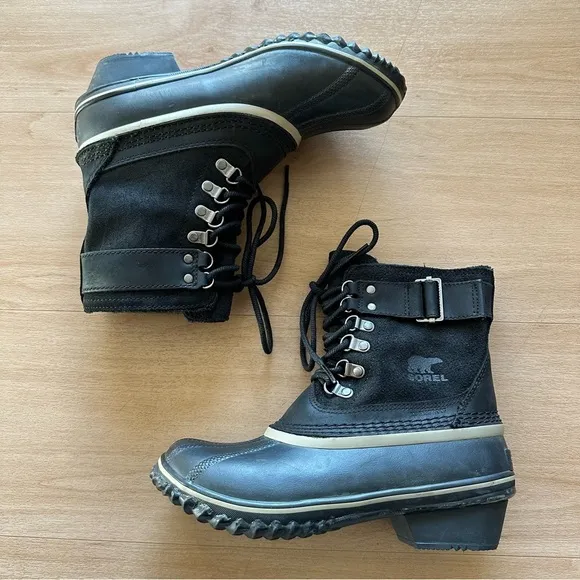 Sorel Winter Fancy Lace II Womens NL2125-010 Black Waterproof Boots Nonslip