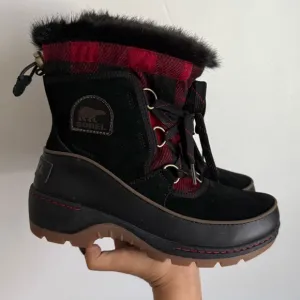 Sorel Women's Black and Red Tivoli III Plaid Winter Boots