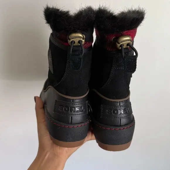 Sorel Women's Black and Red Tivoli III Plaid Winter Boots