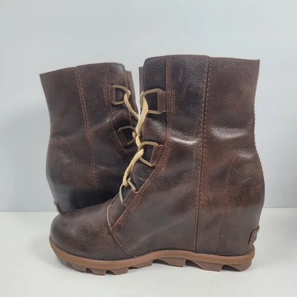 Sorel Women's Brown Joan of Arctic Wedge II Lace Up Boots NL3370-282 US Size 9.5