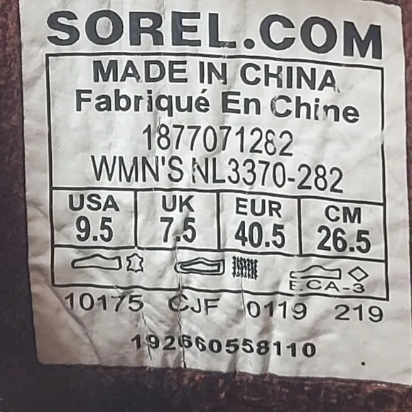 Sorel Women's Brown Joan of Arctic Wedge II Lace Up Boots NL3370-282 US Size 9.5