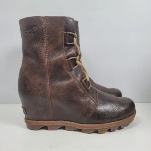 Sorel Women's Brown Joan of Arctic Wedge II Lace Up Boots NL3370-282 US Size 9.5