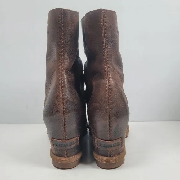 Sorel Women's Brown Joan of Arctic Wedge II Lace Up Boots NL3370-282 US Size 9.5