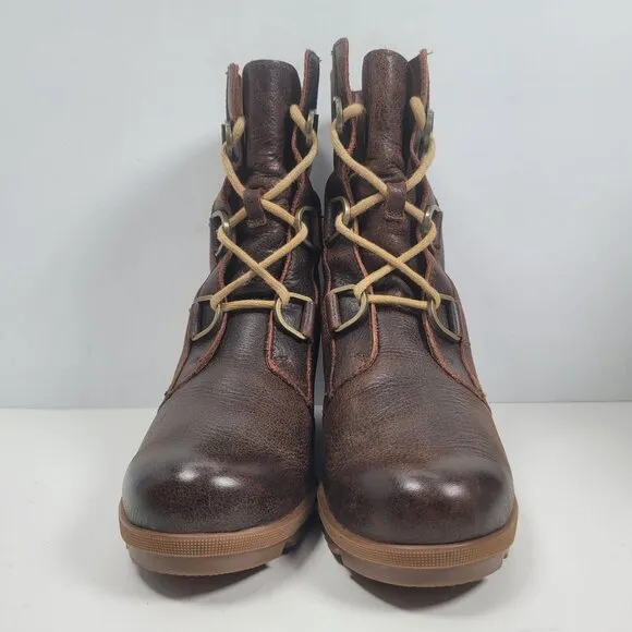 Sorel Women's Brown Joan of Arctic Wedge II Lace Up Boots NL3370-282 US Size 9.5