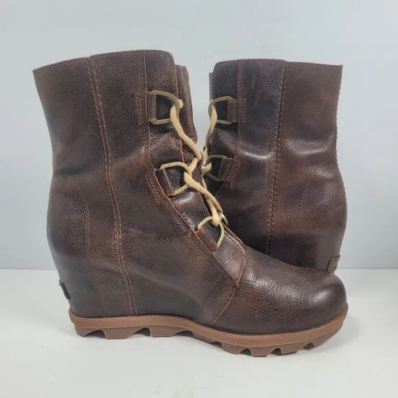 Sorel Women's Brown Joan of Arctic Wedge II Lace Up Boots NL3370-282 US Size 9.5