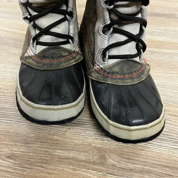 Sorel Women’s Cate The Great Brown Gray Leather Faux Fur Winter Boots Size 6