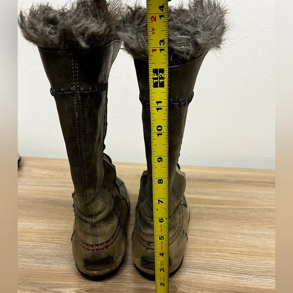 Sorel Women’s Cate The Great Brown Gray Leather Faux Fur Winter Boots Size 6