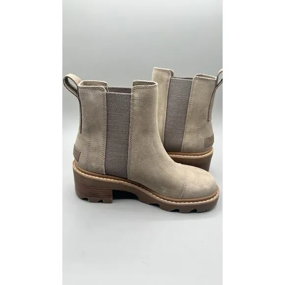 Sorel Womens Joan Now Suede Chelsea Casual Boots Omega Taupe Gum Size US 8 NWOB