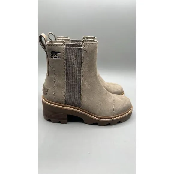 Sorel Womens Joan Now Suede Chelsea Casual Boots Omega Taupe Gum Size US 8 NWOB