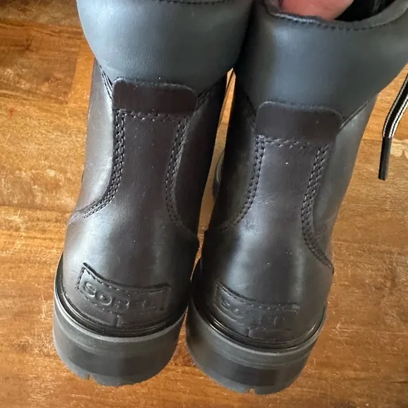 Sorel WOMEN'S LENNOX™ LACE STKD BOOT black winter moto ladies size 8.5 NWOB‎