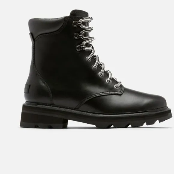 Sorel WOMEN'S LENNOX™ LACE STKD BOOT black winter moto ladies size 8.5 NWOB‎