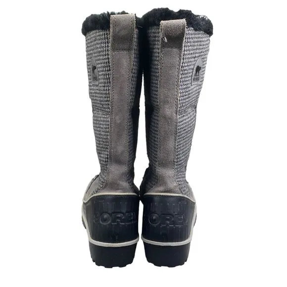 Sorel Women’s Tivoli Grey Houndstooth Lace Up Winter Boots Size US 6