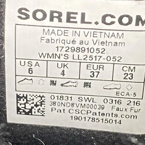 Sorel Women’s Tivoli Grey Houndstooth Lace Up Winter Boots Size US 6