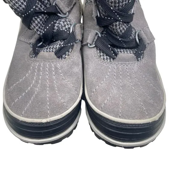 Sorel Women’s Tivoli Grey Houndstooth Lace Up Winter Boots Size US 6
