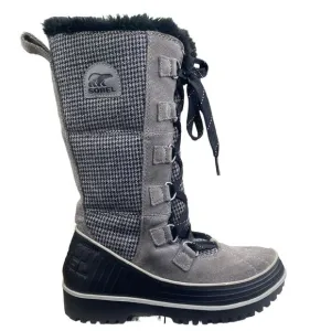 Sorel Women’s Tivoli Grey Houndstooth Lace Up Winter Boots Size US 6