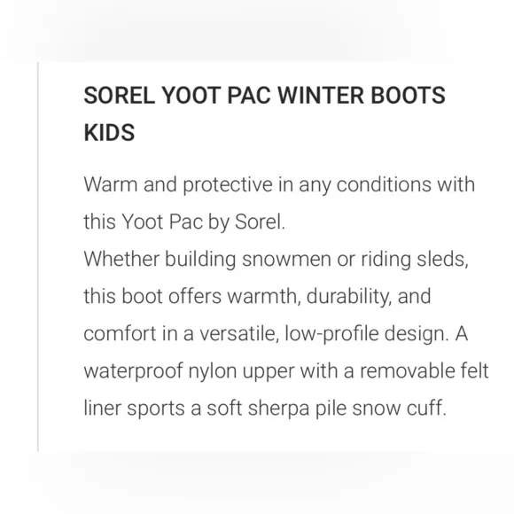 SOREL YOOT PAC WINTER BOOTS NAVY COLLEGIATE SUPER BLUE KIDS SIZE 1 STYLE 40027