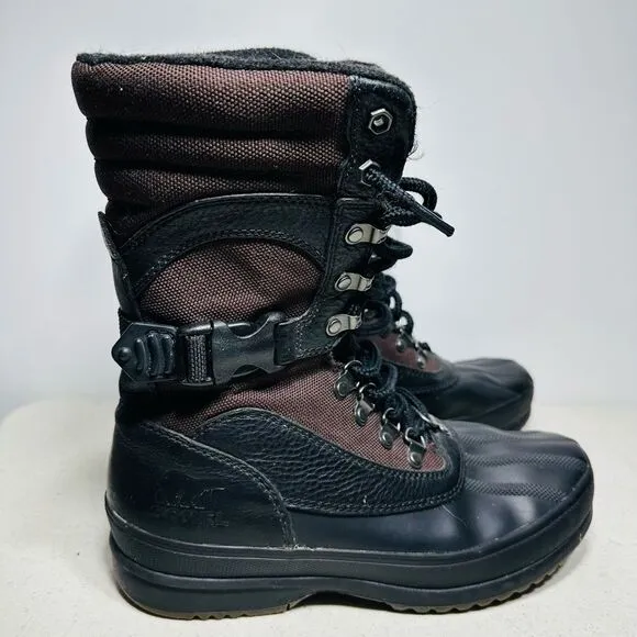 Sorel Mens size 8,5 Black/ brown winter  boots