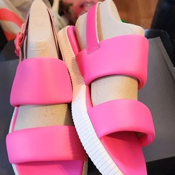 Sorel Ona Streetworks Go to Flat Sandals Bright Pink Sandals with Buckle