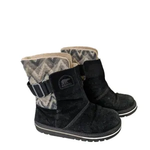 Sorrel Women's Winter Boots Size 8.5 Black Gray Adjustable Strap.